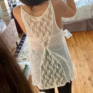 NWT Free People Alabaster airy tank top cover up Size M.